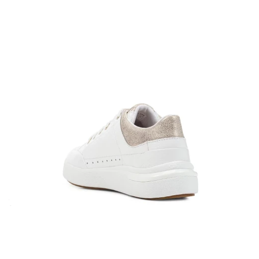 Geox Dalyla Women's Sneakers White Leather Breathable Comfortable Casual Shoes Size 37 Featuring Tumbled Leather and Metallic Effect for Everyday Wear - Geox - Image 5