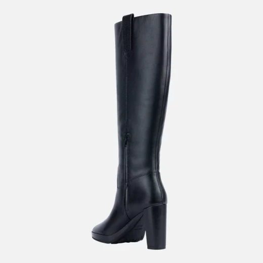 Geox Walk Pleasure 60 Woman's Black Leather Boots Size 40 with Breathable Design and High Heel Platform for Women's City Dressing, Featuring Fast Delivery and Easy Exchange - Geox - Image 5