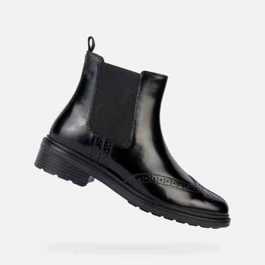 Geox Walk Pleasure Women's Black Leather Ankle Boots with Brogue Perforations, Breathable and Lightweight, Designed for City Styling, Size 41, Fast Delivery Available Geox Walk Pleasure Women's Black Leather Ankle Boots with Brogue Perforations, Breathable and Lightweight, Designed for City Styling, Size 41, Fast Delivery Available