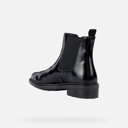 Geox Walk Pleasure Women's Ankle Boots in Black Brushed Leather, Featuring Brogue Perforations, Lightweight Design, and Superior Comfort. Size 36, Timeless City Styling. - Geox - Image 4