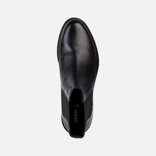Geox Walk Pleasure Women's Black Leather Ankle Boots with Breathable Design, Low Heel, Elasticated Side Panel, and All Day Comfort. Available in Size 41. Perfect for Everyday Wear. - Geox - Image 5