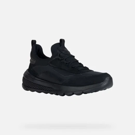 حذاء رياضي نسائي Geox Spherica Actif أسود مسامي مبطن للغاية مقاس 36 جلد ليكرا ونوبوك تصميم أنيق ونشط - جيوكس - Image 3