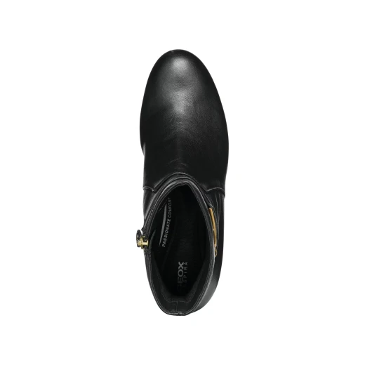 Geox Eleana Woman Ankle Boots in Black Nappa Leather, Featuring a Comfortable Mid Height Heel, Lightweight and Breathable Design, Decorative Strap Detail. Size 41, Classic Chic. - Geox - Image 5