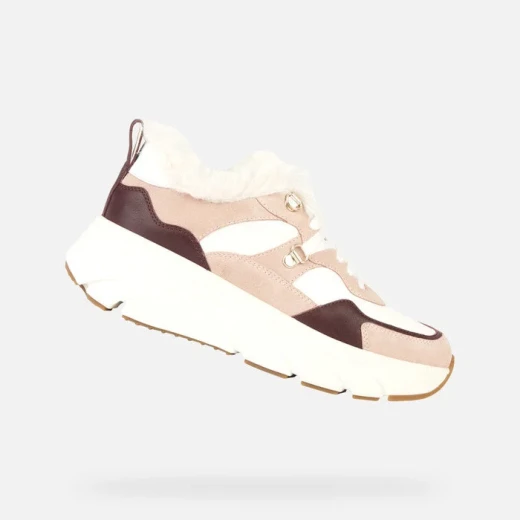 Geox Diamanta Women's Sneakers Nude 36 Faux Fur Trim Breathable - Geox - Image 2