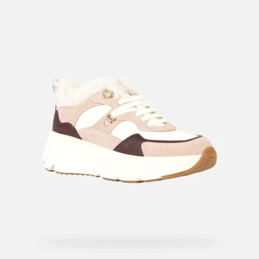 Geox Diamanta Women's Sneakers Nude 36 Faux Fur Trim Breathable - Geox - Image 3