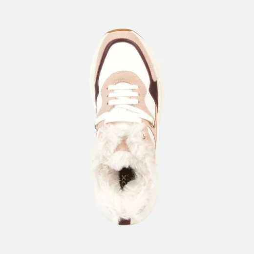 Geox Diamanta Women's Sneakers Nude White with Faux Fur Trim, Cozy and Comfortable Breathable Design, Size 40, Sporty Sophisticated Vibe - Geox - Image 5