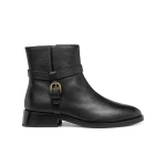 Geox Tormalina Women's Ankle Boots in Black Tumbled Leather with Decorative Strap Detail and Comfortable Low Heel, Size 36 - Geox