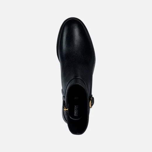 Geox Tormalina Women's Black Leather Ankle Boots with Buckled Strap and Breathable Design, Size 37, Perfect for Everyday Casual Chic Wear - Geox - Image 5