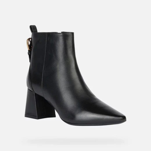 Geox Giselda Women's Ankle Boots Black Leather Breathable Lightweight Comfortable Mid Heel with Strap Detail Size 36 City Lifestyle - Geox - Image 3