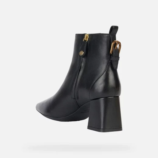 Geox Giselda Women's Ankle Boots Black Nappa Leather Breathable Lightweight Comfortable Mid Heel City Lifestyle Boot with Strap Detail and Buckle Size 40 - Geox - Image 4