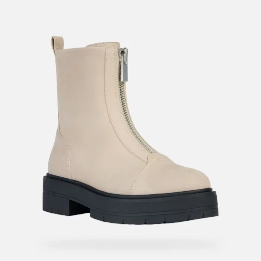 Geox Spherica EC7 Women's Ankle Boots in Sand, Size 38 with Zip Closure, Waxed Leather Upper, Breathable Lug Sole, Comfortable all day wear - Geox - Image 3
