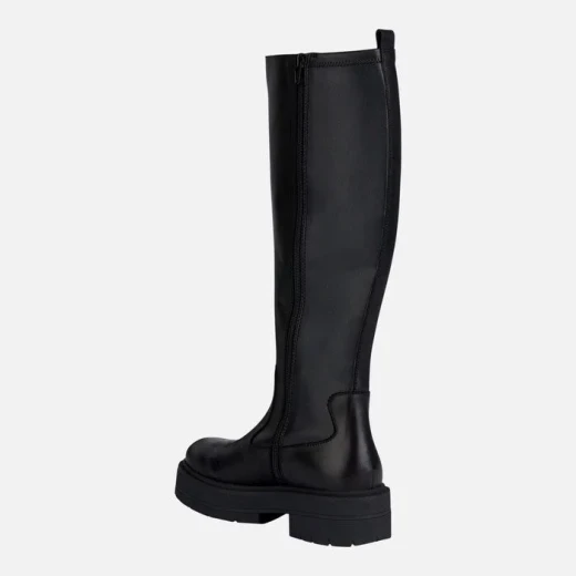 Geox Spherica EC7 Woman's Knee-High Boots Black Leather 39 Stylish Comfort Breathable Design - Geox - Image 4