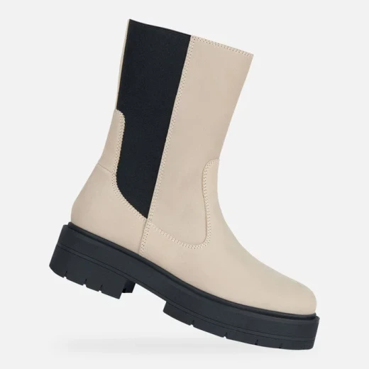 Geox Spherica EC7 Woman Ankle Boots Sand Beige Waxed Leather Ultra Cushioned Breathable Design Size 36 Modern Sophistication City Styling Fast Delivery Easy Exchange