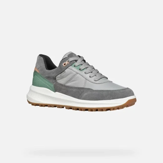 Geox PG1X ABX Woman's Waterproof Sneakers, Dark Stone, Suede and Nappa Leather, Breathable Design, Sizes Available, Perfect for City & Travel - Geox - Image 3