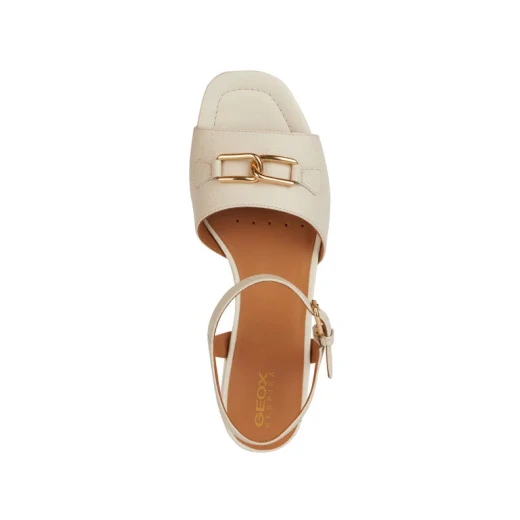 Geox New Eraklia 15 Woman's Flat Sandal in Light Sand, Featuring a Tumbled Leather Upper and Chic Metal Detail. Comfortable and Breathable Design for All Day Wear. Size 36. - Geox - Image 7