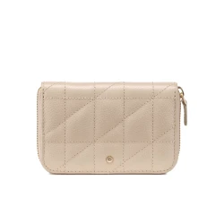 Only Off White Women's Accordion Wallet with Zip Closure, Quilted Leather, 15cm