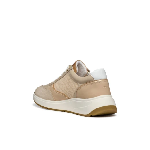 Cristael Women's City Lifestyle Sneakers with Side Zip Closure in Light Taupe, Breathable and Lightweight Design with Nappa Leather Upper and Glitter Detailing, Size 36 - Geox - Image 4