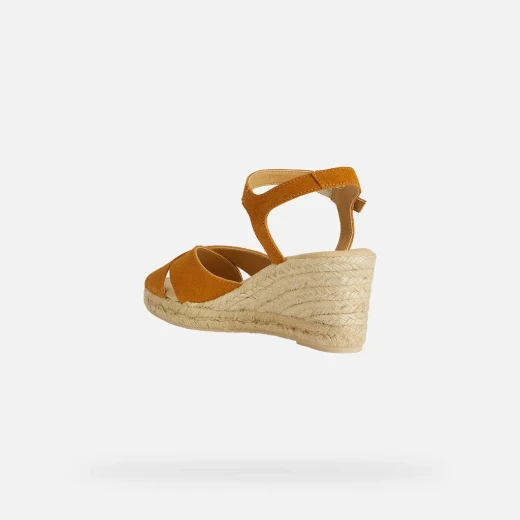 Geox Gelsa Low Woman's Espadrille Sandals Brown Suede Crossover Straps Ankle Strap Wedge Heel Comfortable Breathable Summer 37/US 7 EU 37 Casual Lightweight Shoes - Geox - Image 5