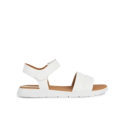 Geox Dandra Women's Sandals White Size 36 Featuring Leather Effect and Suede Construction for Ultimate Comfort and Breathability. Designed for City Dressing and Easy Exchange.
