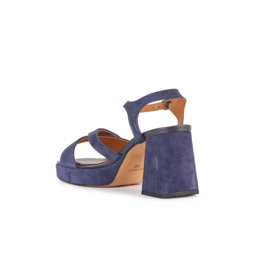 Geox Soledea Woman's Retro Platform Sandals in Navy Suede with Breathable Structure for Women, Size 40, Stylish Urban Footwear - Geox - Image 4