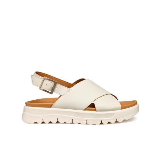 XAND 2.1S Women's Sandals Off White Size 36 Featuring Criss Cross Straps and Ankle Strap in Soft Nappa Leather, Perfect for Casual Everyday Wear, Platform Sole Design - Geox - Image 3
