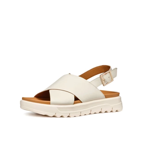XAND 2.1S Women's Sandals Off White Size 36 Featuring Criss Cross Straps and Ankle Strap in Soft Nappa Leather, Perfect for Casual Everyday Wear, Platform Sole Design - Geox - Image 5