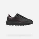 Geox Spherica EC4.1 Woman's Sneakers Black 38 Breathable Ultra Cushioning Low Cut Shoes Nappa Leather Pearlescent Material Active Chic Style for Women - Geox