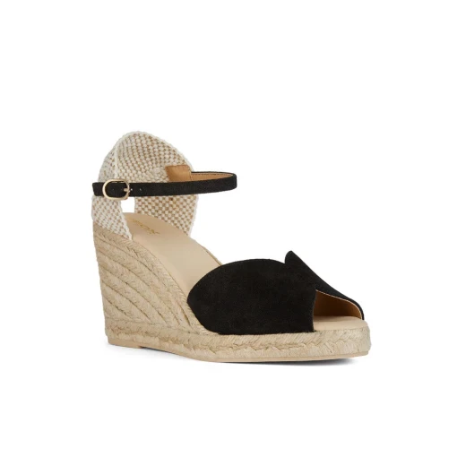 Geox Gelsa Woman Espadrille Wedge Sandals Black Suede Summer Style Breathable Ankle Strap Jute Effect Wedge Heel Size 40 D45TPB.00022.C9999 Fast Delivery Easy Exchange - Geox - Image 3
