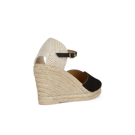 Geox Gelsa Woman Espadrille Wedge Sandals Black Suede Summer Style Breathable Ankle Strap Jute Effect Wedge Heel Size 40 D45TPB.00022.C9999 Fast Delivery Easy Exchange - Geox - Image 4