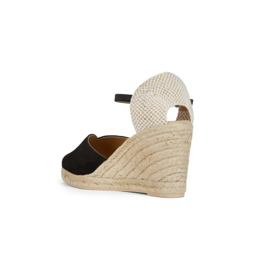 Geox Gelsa Woman Espadrille Wedge Sandals Black Suede Summer Style Breathable Ankle Strap Jute Effect Wedge Heel Size 40 D45TPB.00022.C9999 Fast Delivery Easy Exchange - Geox - Image 5