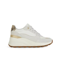 Geox Spherica EC13 Woman's Sneaker Off White Color, Size 37, Innovative Cushioning and Breathability, Suede and Nylon Construction for Comfortable Everyday Wear