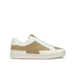Blomiee Woman Sneakers Light Gold Metallic Breathable Low Cut 36 Sporty Chic Design Comfortable Fabric and Leather Effect Material Casual Outfit for Women