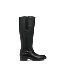 Geox Felicity ABX Woman Knee High Waterproof Boot in Black Leather for Women, Size 37, Featuring Breathability and Comfort for Urban Wear, Model D46BLB.00043.C9999