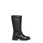 Geox Hoara Women's Ankle Boots in Black Leather with Decorative Strap Detail Size 39. Breathable Urban Style Footwear Perfect for Casual or Feminine Outfits. - Geox