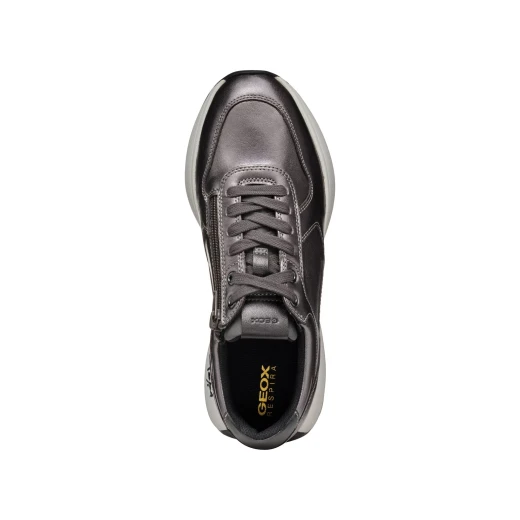 Geox Amabel Woman's Low Cut Sneakers in Silver Metallic Leather Effect with Retro Running Shoe Design and Breathable Comfort, Size 40, Stylish Sporty Chic, Fast Delivery Available - Geox - Image 9