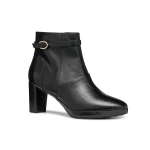 Geox Walk Pleasure Women's Ankle Boots in Black Leather with Mid Heel Platform, Size 37, Modern Aesthetic, Exceptional Cushioning for Comfortable Wear, Model D46TEA - Geox