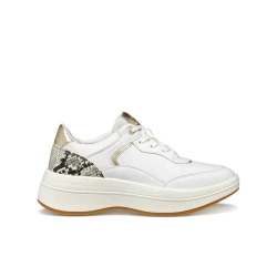 Geox Spherica ECUB-3 Woman Sneakers White 40 Active Chic Design Comfortable Lightweight Breathable Leather Effect Python Print Detailing Modern Style