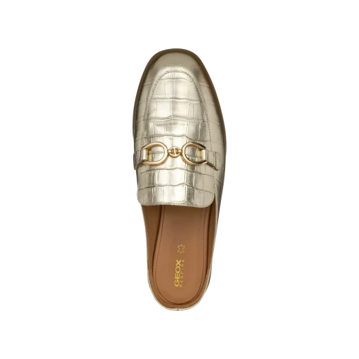 Geox CLORIDIE Woman Loafers 37 Gold Open Back Metallic Leather Breathable Comfortable Shoes For Women D46XGE.0008W.C2012 Perfect for Special Occasions - Cloridie - Image 4