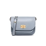 حقيبة فلوراي النسائية للكتف لون سماوي فاتح جلد سادة تصميم عملي 3 مقصورات داخلية حزام كتف قابل للتعديل قفل دوار 21 سم × 8 سم × 17 سم حقيبة يد أنيقة للاستخدام اليومي - جيوكس