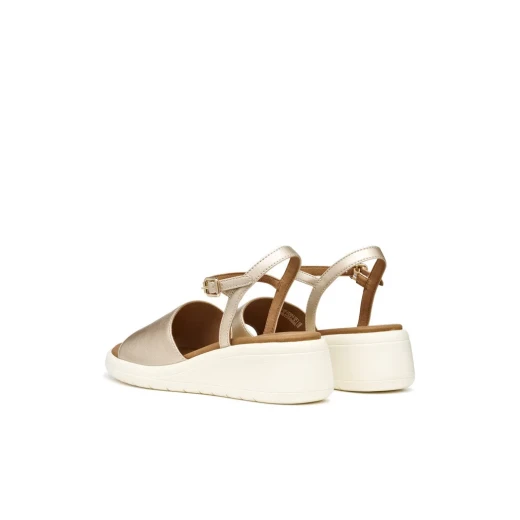 صنادل ميليكونيا نسائية بكعب ذهبي 36 جلد لامع تأثير أحذية صيفية - جيوكس - Image 9