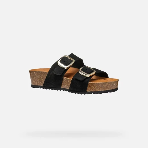 Geox Brionia H Woman Black Suede Wedge Sandals Comfortable Breathable Lightweight 38. Summer Style Essential for Everyday Wear and Holiday. Item Code: D551DA.00022.C9999 - Geox - Image 3