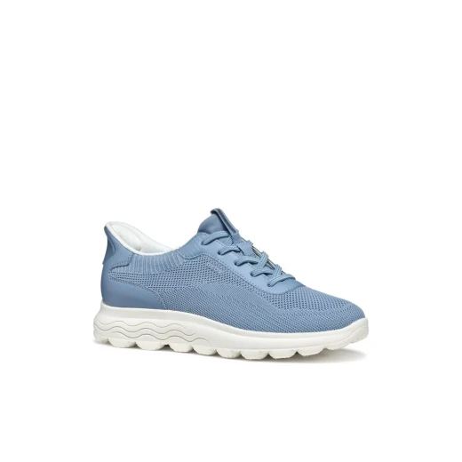Geox Spherica Plus Woman's Breathable Blue Sneakers, Hands-Free Design, Knitted Fabric and Leather-Effect Material, Ultra-Cushioned, Size 37, Women's Casual Shoes - Geox - Image 3