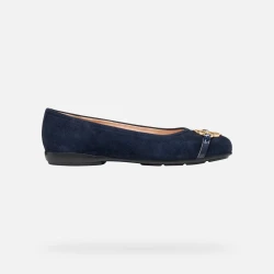 Annytah Woman Navy Ballet Flats: Elegant Suede and Patent Leather Combination, City Aesthetic, Size 36, Comfortable and Stylish for Everyday Wear
