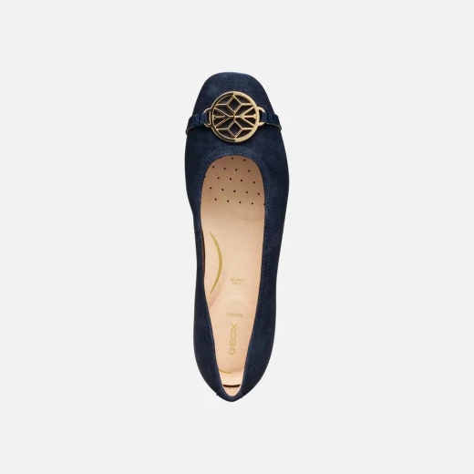 Annytah Woman Ballet Flats Navy Blue Suede and Patent Leather Combination Elegant City Aesthetic Refined Silhouette Size 38 Stylish Comfortable Office and Leisurewear - Geox - Image 7