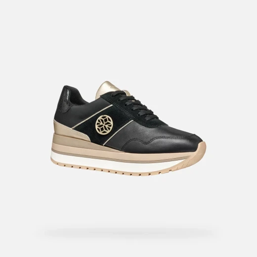 NEKENCY Woman's Breathable Sneakers Black Wedge Heel Size 38 Featuring Supple Nappa and Suede Material Comfortable Footwear for Leisure Activities D55MZA.08522.C9999 - Geox - Image 9