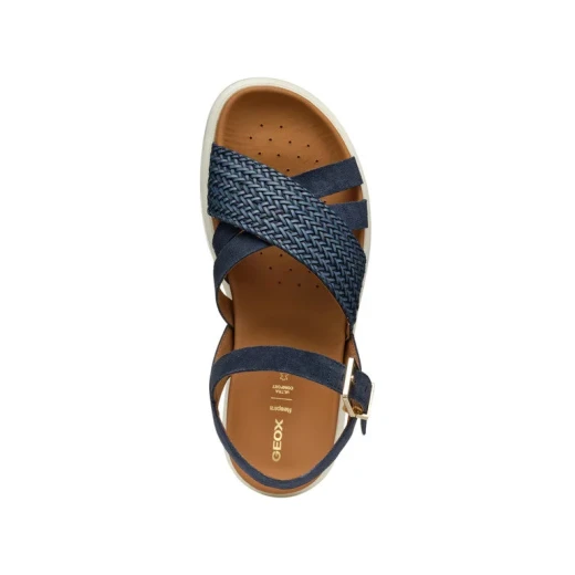 XAN2S Woman's Platform Sandal Navy Blue Suede with Ankle Strap Closure 36 for Women Comfortable and Breathable Urban Style Summer Footwear - Geox - Image 9
