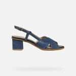 Geox Aurely 50 Women's Navy Suede Sandals with Low Heel Size 37 Lightweight Breathable Design Perfect for Everyday Wear and Office Style - Geox