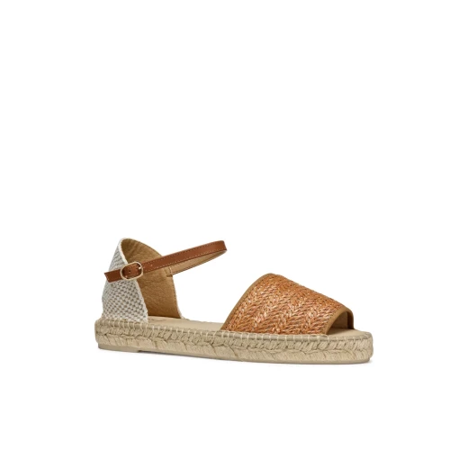 Geox Lampedusa Woman Espadrille Sandals Camel Raffia Leather 36 - Geox - Image 4
