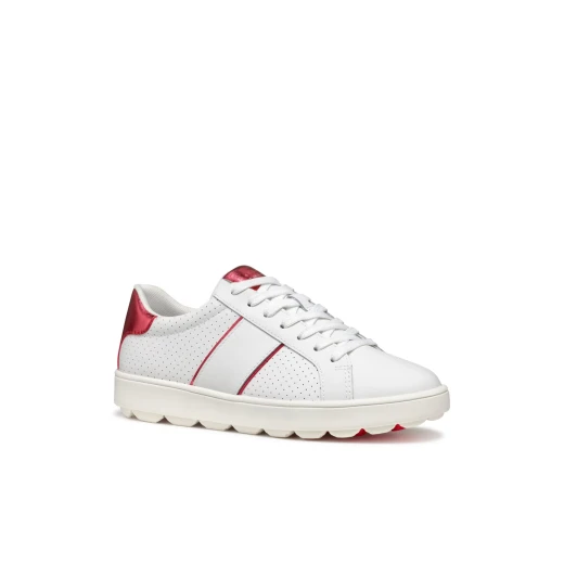 Geox Spherica ECUB-1 Woman's Sneaker in White, Size 39: Breathable, Cushioned, Modern Design with Coated Leather and Metallic-Effect Detailing for Active Chic Style - Geox - Image 6