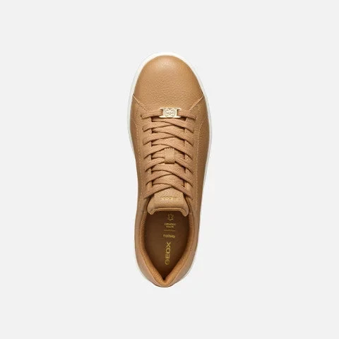 Geox Spherica ECUB-1 Woman's Sneaker Beige Tumbled Leather Ultra-Breathable Casual Everyday Style Size 36 Enhanced Comfort and Cushioning - Geox - Image 6